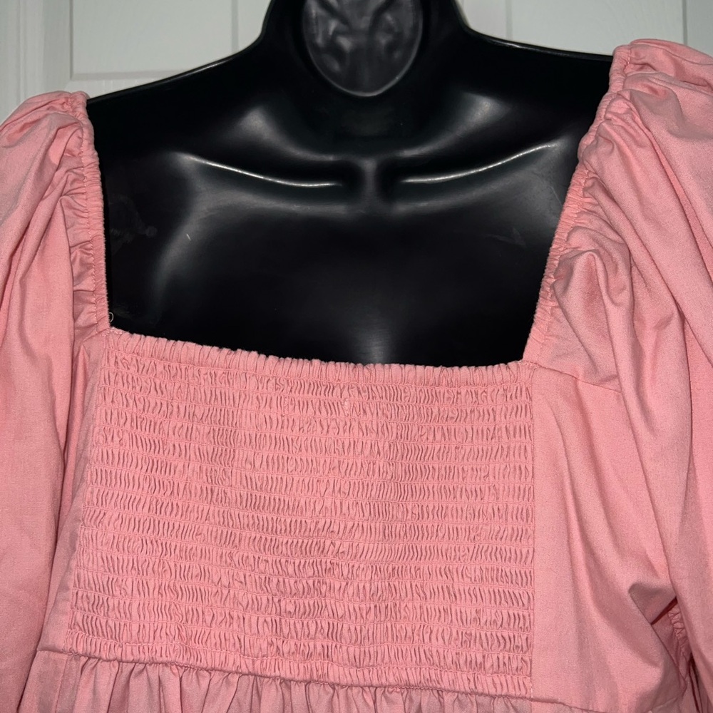 Abercrombie & Fitch Women’s Emerson Poplin Puff Sleeve Mini Dress Pink Sz L - Picture 8 of 8